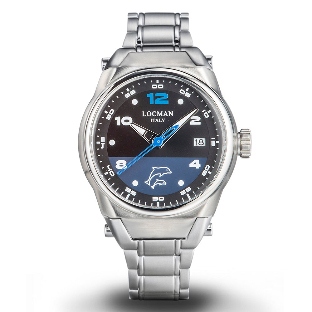Locman Nuovo Mare Blu Orologio Uomo Automatico 42mm | Cassa Acciaio, Quadrante Blu, Silicone, 30ATM