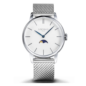 Orologio Uomo 1960 Fasi Lunari in Acciaio Bianco Locman