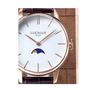Orologio Uomo 1960 Fasi Lunari in Acciaio Rose Bianco Locman