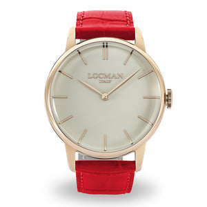 Orologio Uomo 1960 in Acciaio Rose Rosso Locman