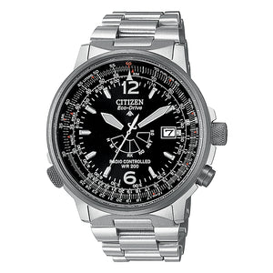 Orologio Uomo Acciaio Eco Drive Pilot Radiocontrollato Nero Citizen  