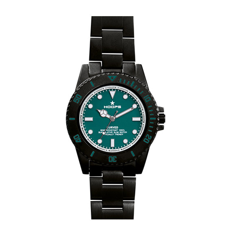 Orologio Uomo Curved Braccialato Nero-Verde 2559LCS-11 - Hoops
