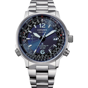 Orologio Uomo Eco Drive Nero Radiocontrollato Pilot Blu Citizen