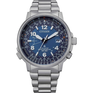 Orologio Uomo Eco Drive Nero Radiocontrollato Pilot Blu Citizen