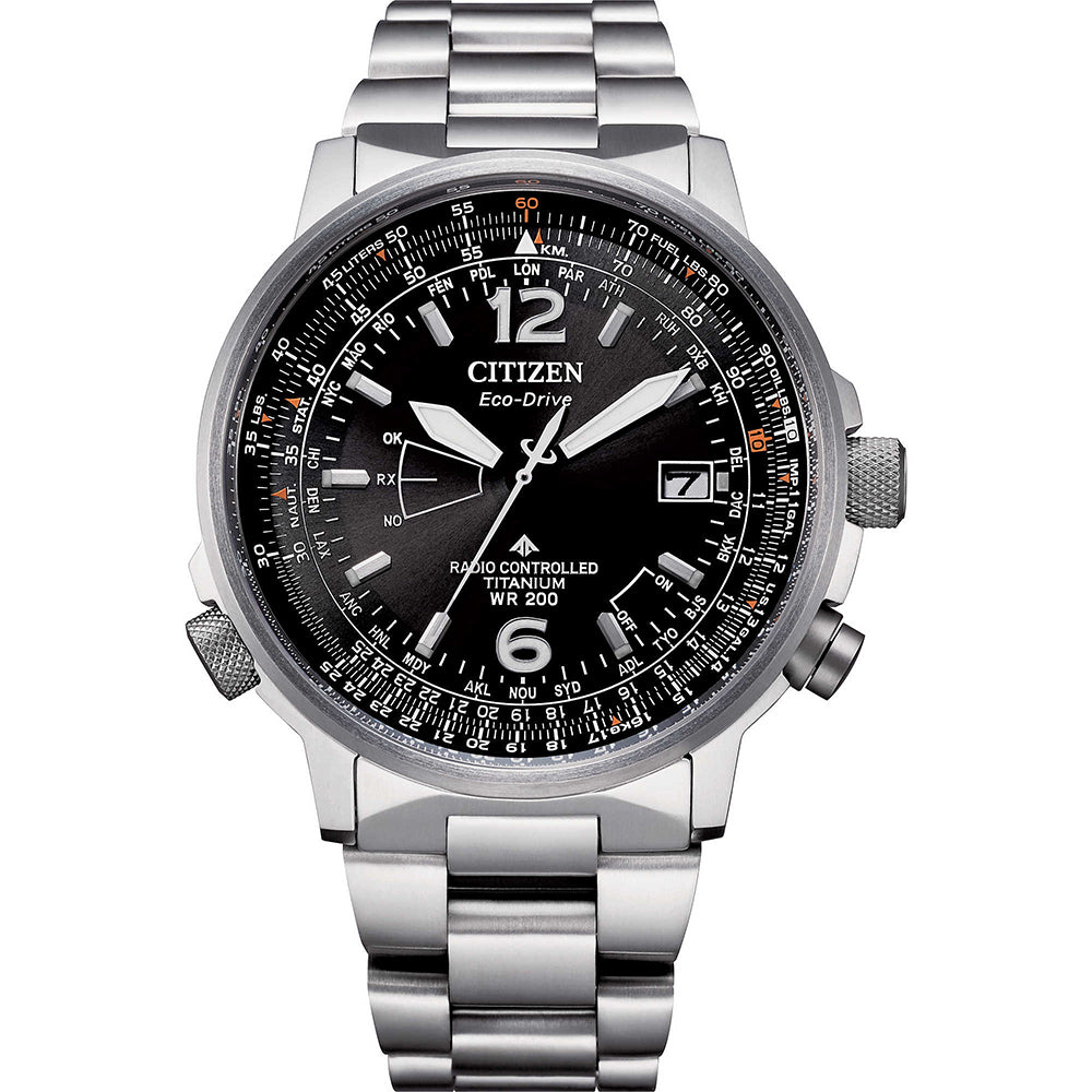 Cronografo Uomo Eco Drive Blu Radiocontrollato Crono Pilot Super