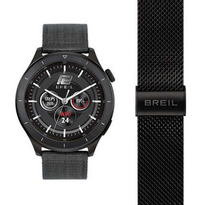 Orologio Uomo Smartwatch R16 BC-1 Nero Doppio Cinturino Grigio e Maglia Milanese Nera Breil