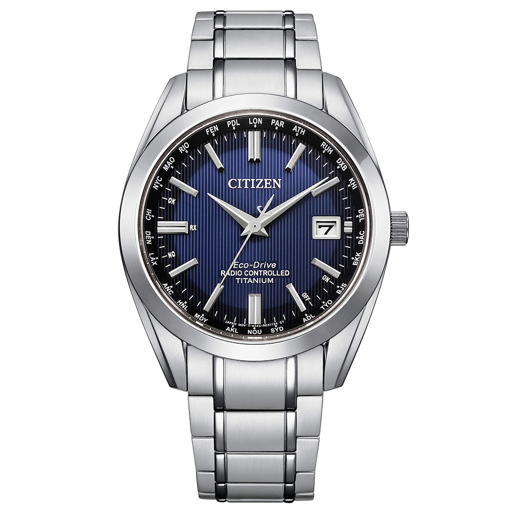 Orologio Uomo Titanio Eco Drive H145 Elegance Radiocontrollato Blu Citizen