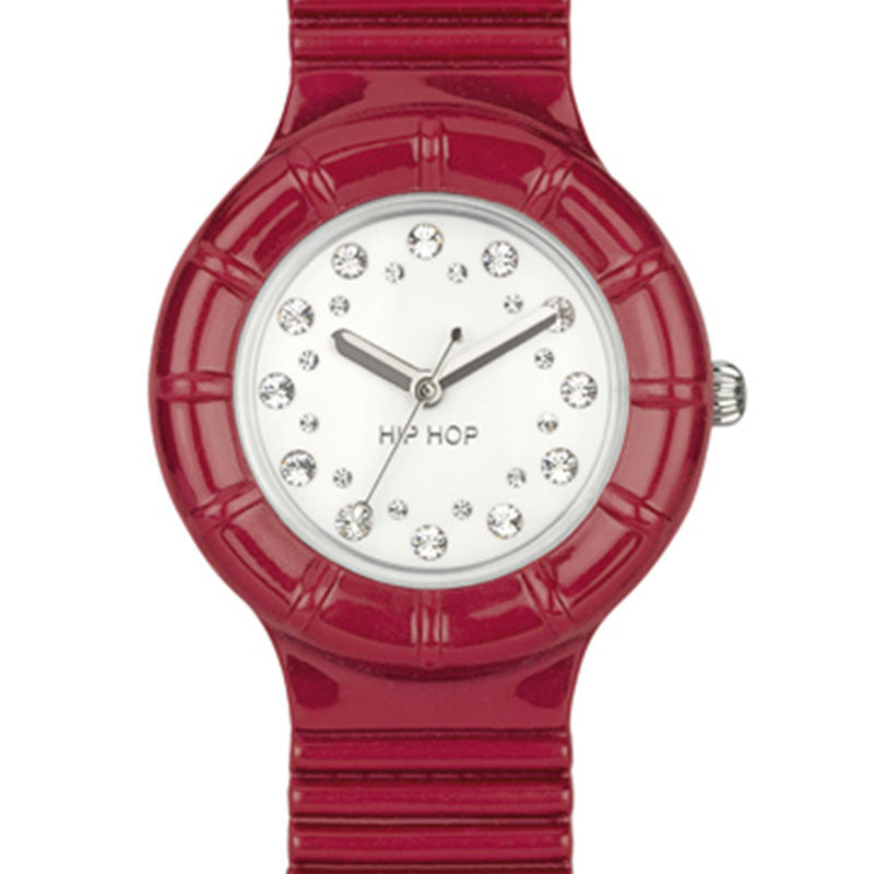Orologio da Polso Donna Rosso Crystals HWU0590 - Hip Hop  
