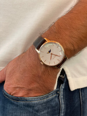 Orologio Uomo 1960 Fasi Lunari in Acciaio Rose Bianco Locman