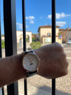 Orologio Uomo 1960 Fasi Lunari in Acciaio Rose Bianco Locman