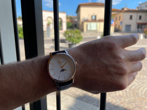 Orologio Uomo 1960 Fasi Lunari in Acciaio Rose Bianco Locman