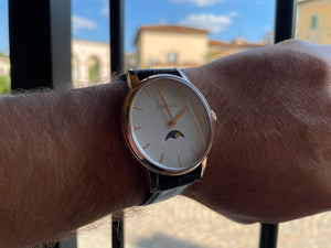 Orologio Uomo 1960 Fasi Lunari in Acciaio Rose Bianco Locman