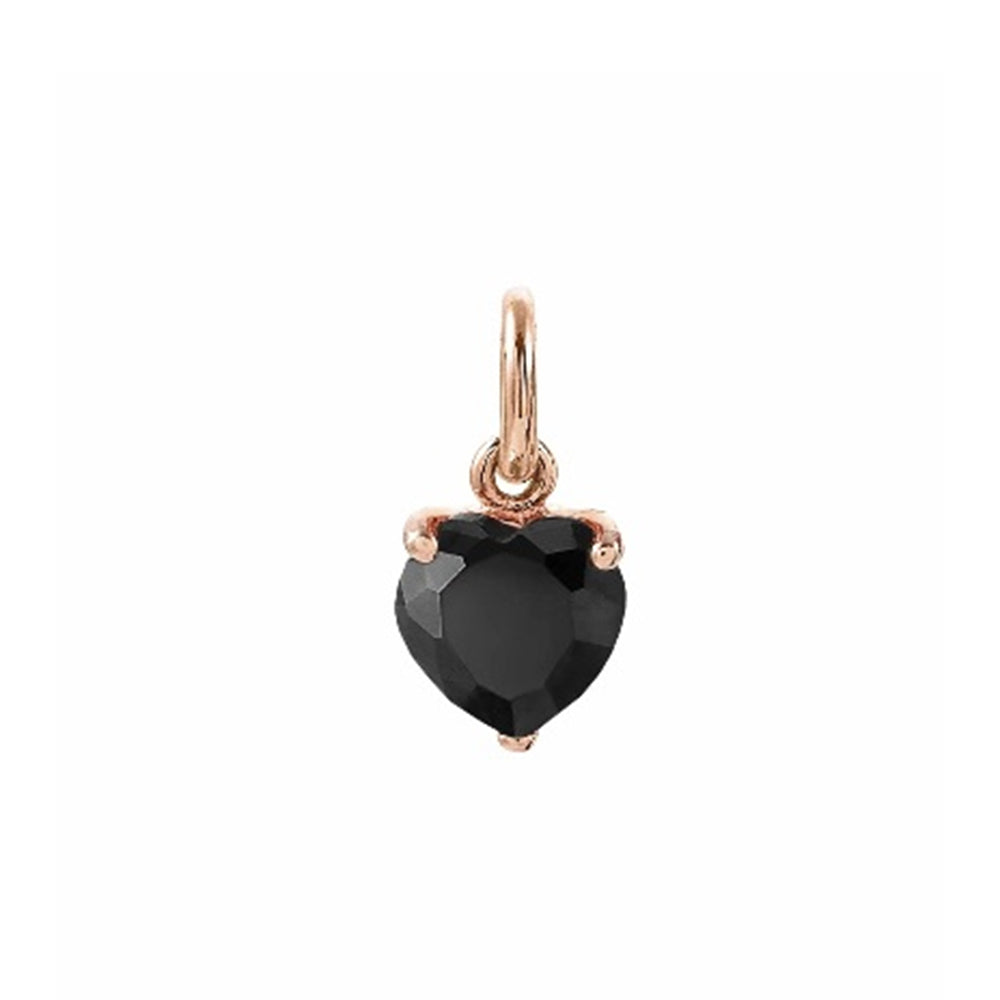 Pendente Charm Donna Argento Oro Rosa Charming Cuore Nero Nomination