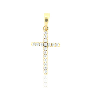 Pendente Donna Croce Dualface in Oro Giallo con Zirconi