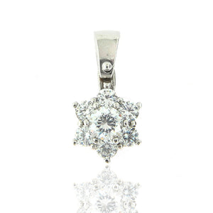 Pendente Donna Fiore in Oro Bianco con Zirconi