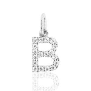 Pendente Donna Lettera B in Oro Bianco con Zirconi