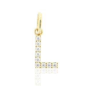 Pendente Donna Lettera L in Oro Bianco con Zirconi