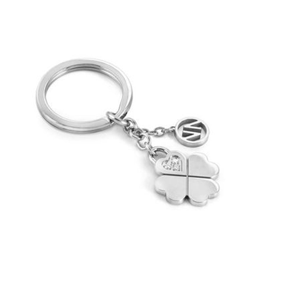Portachiavi Donna Acciaio Keyrings Quadrifoglio Nomination