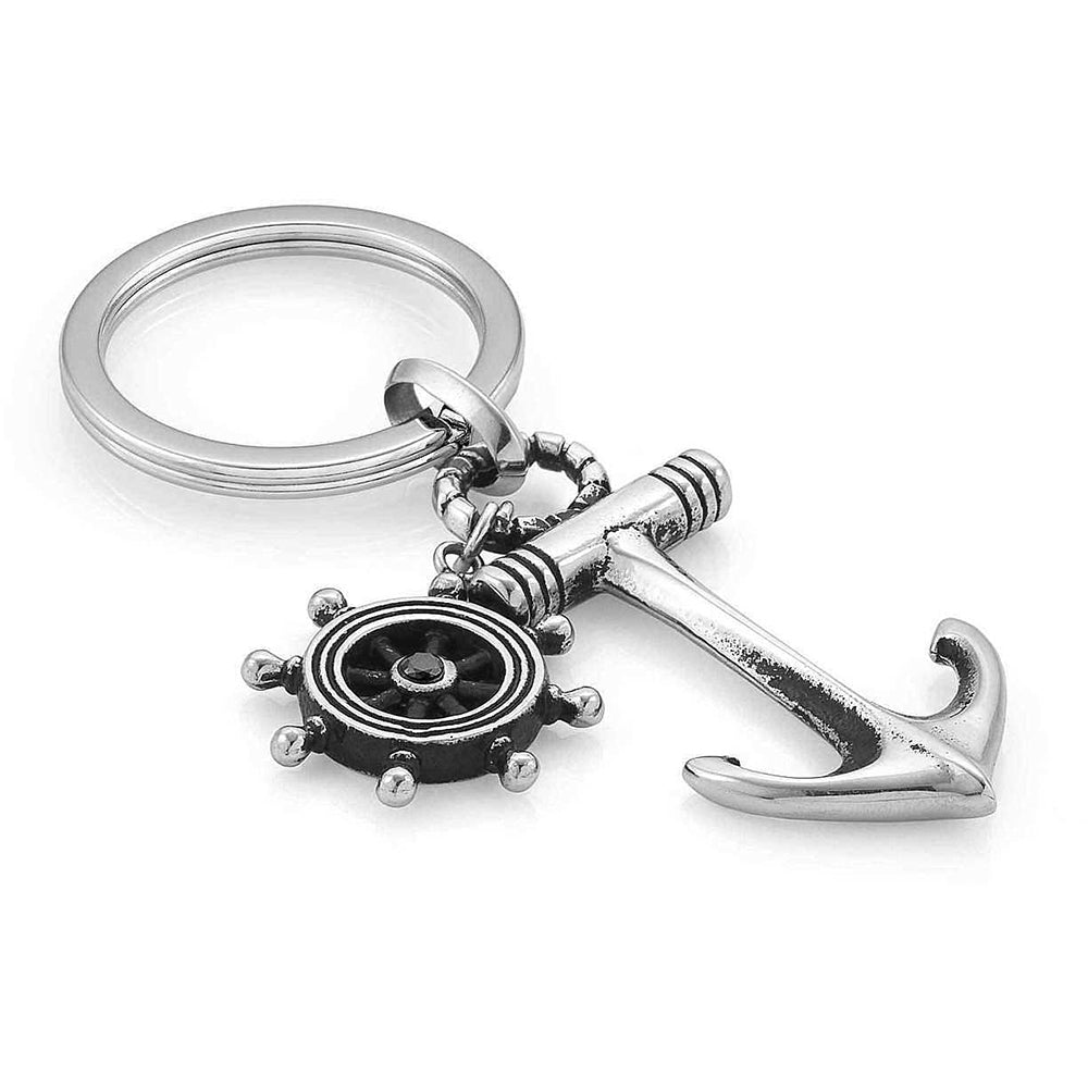 Portachiavi Uomo Acciaio Instinct Marina Ancora e Timone Nomination