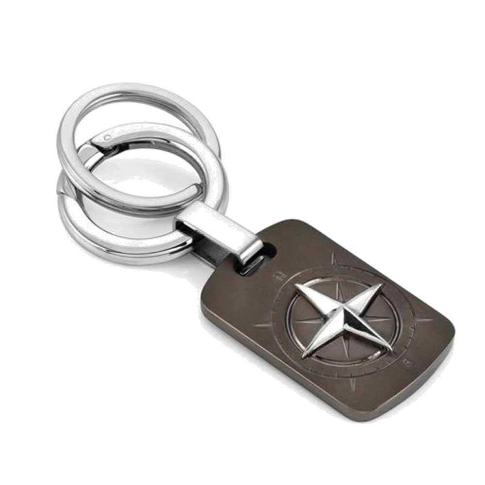 Portachiavi Uomo Acciaio Ip Nero Keyrings Rosa dei Venti Nomination