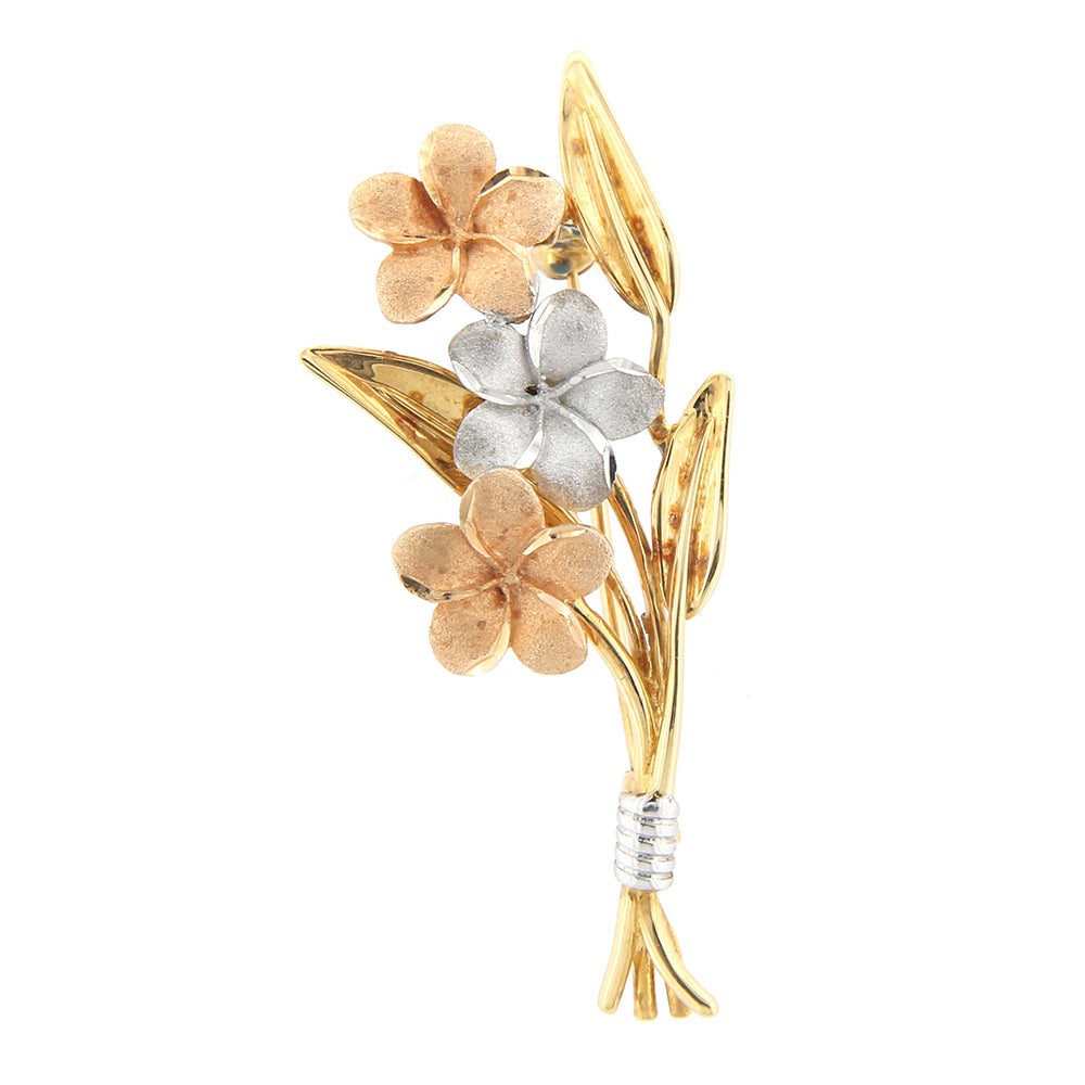 Spilla Donna Fiori in Oro 3 Colori
