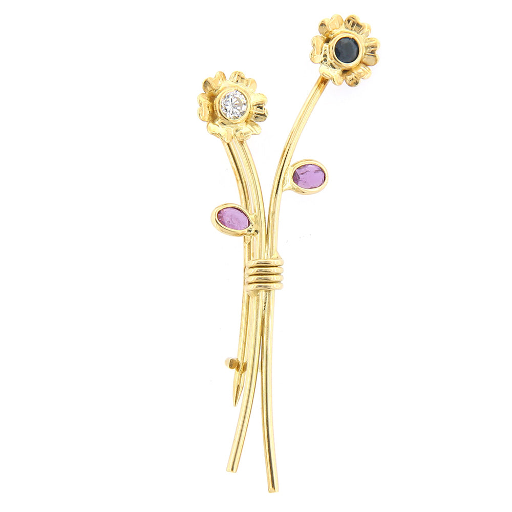 Spilla vintage a forma di fiore inciso in oro r